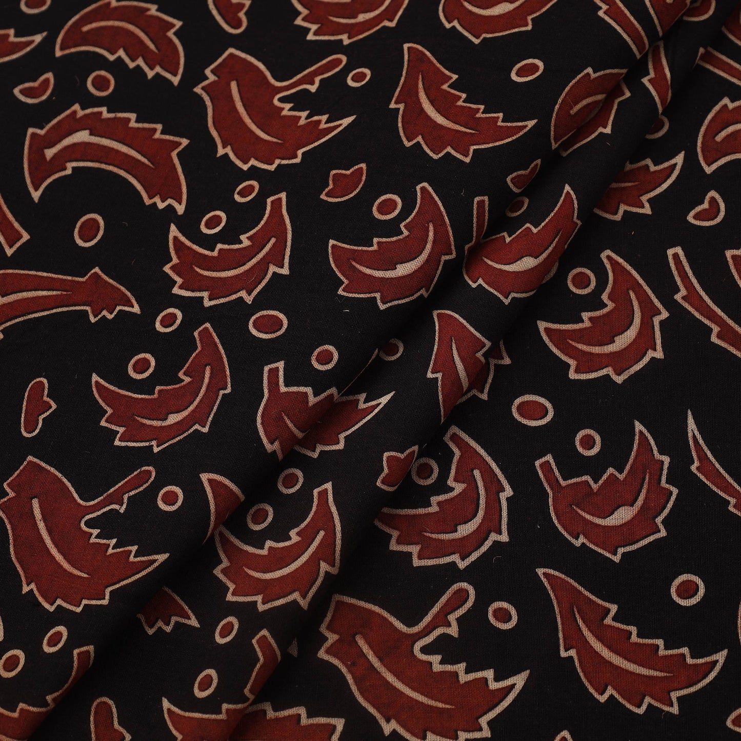  Black Natural Dyed Cotton Bindaas Block Print Fabric
