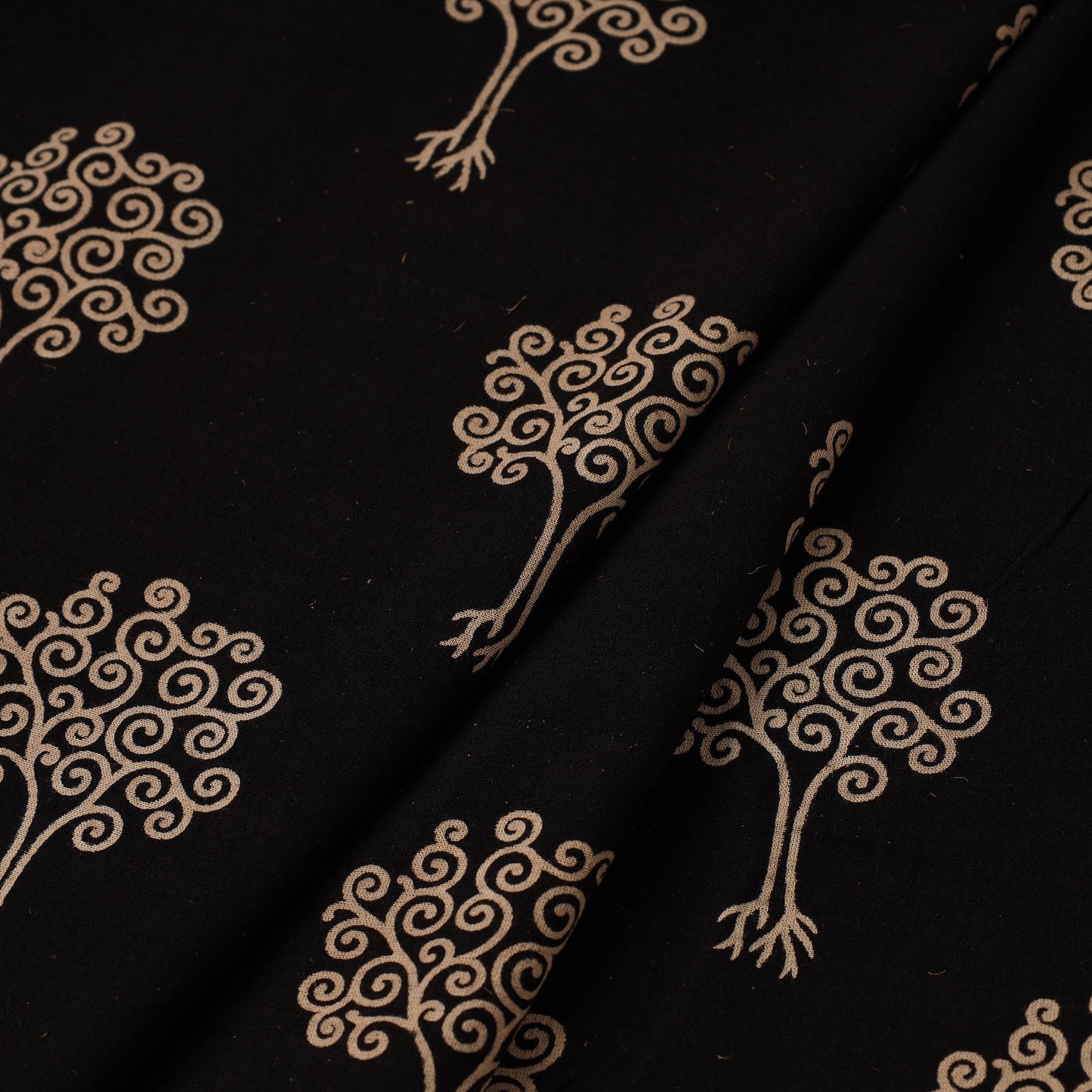 Black Natural Dyed Cotton Bindaas Block Print Fabric