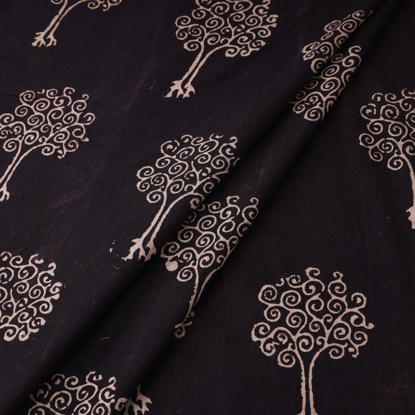 Black Natural Dyed Cotton Bindaas Block Print Fabric