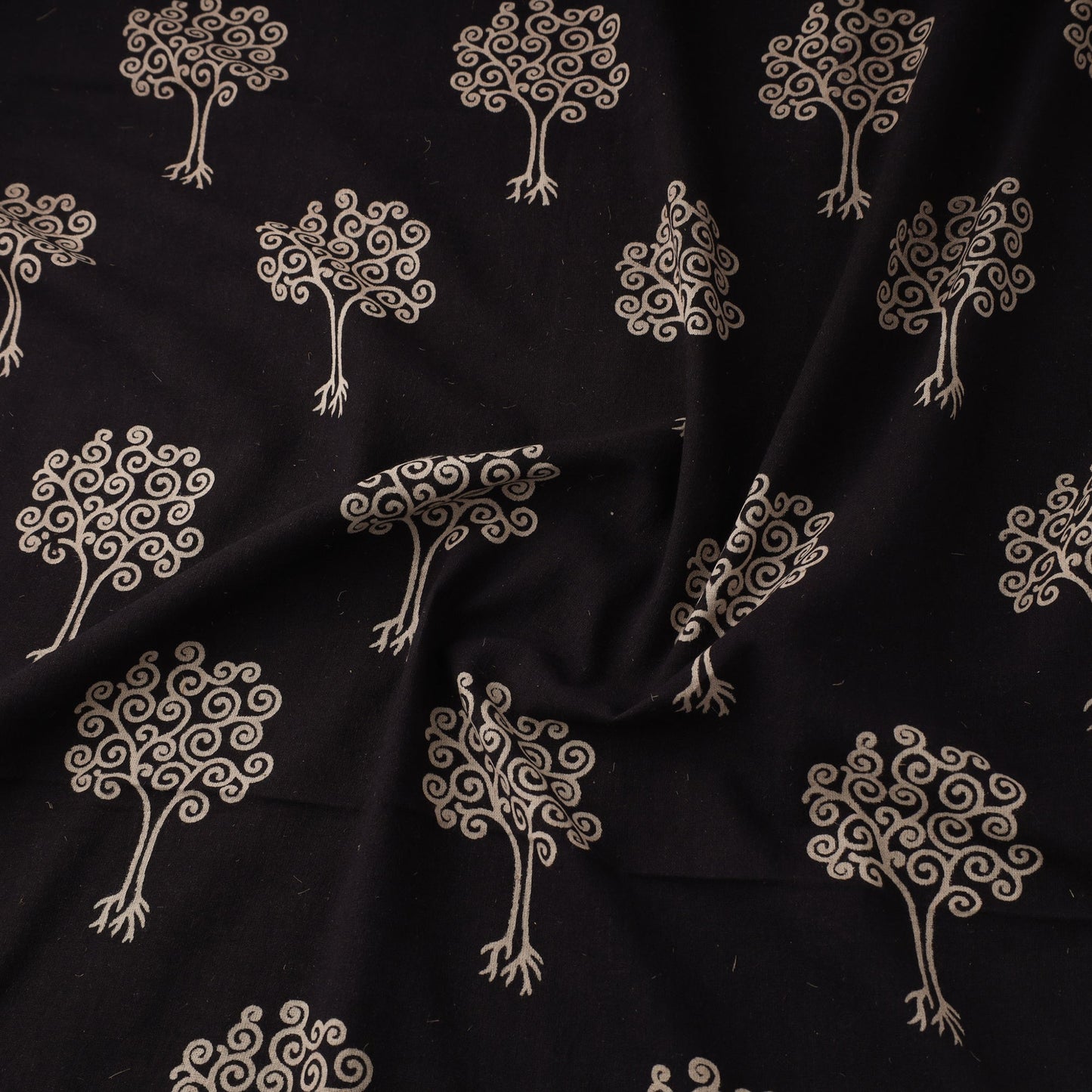 Black Natural Dyed Cotton Bindaas Block Print Fabric