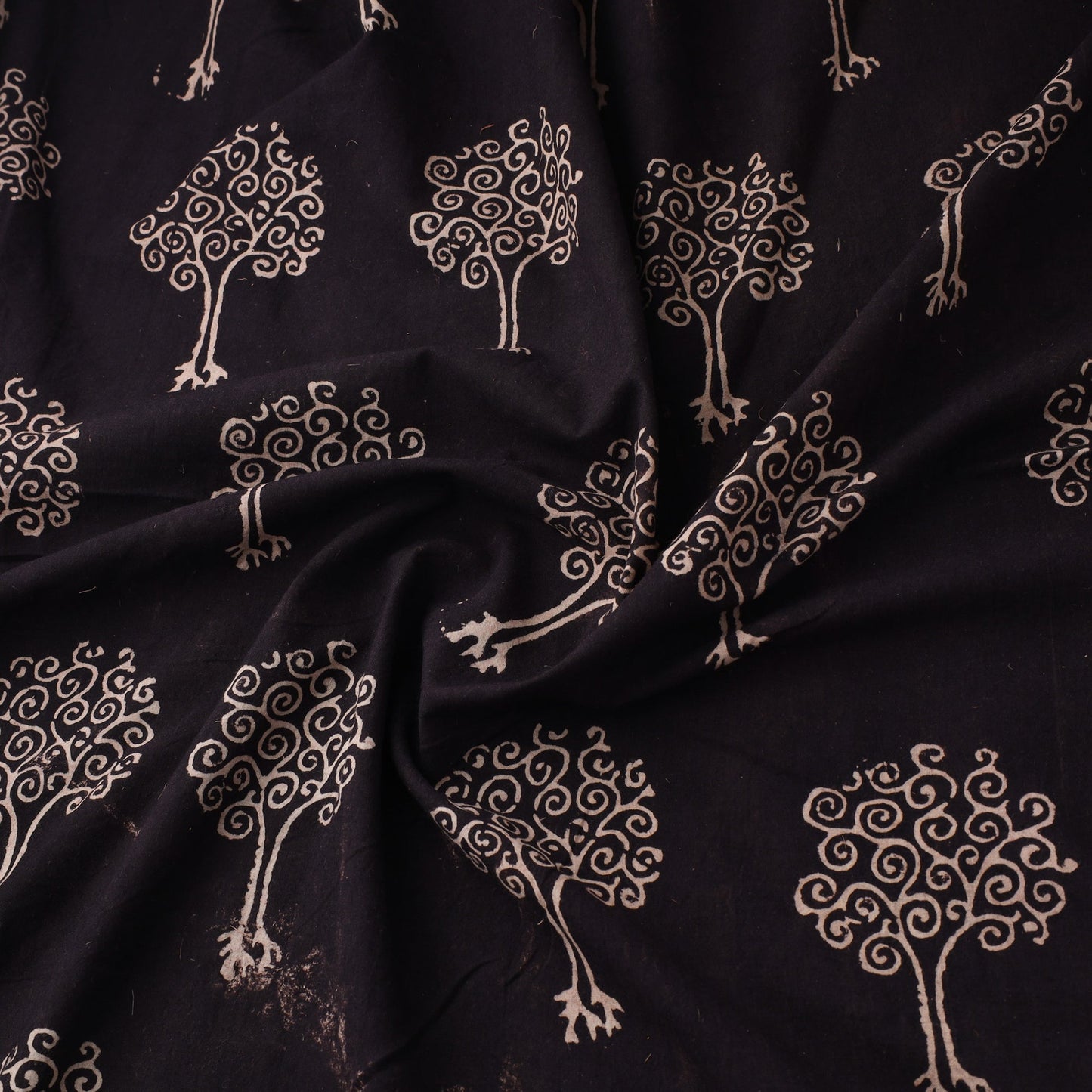 Black Natural Dyed Cotton Bindaas Block Print Fabric
