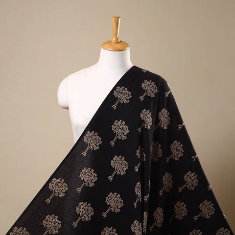 Black Natural Dyed Cotton Bindaas Block Print Fabric