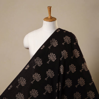 Black Natural Dyed Cotton Bindaas Block Print Fabric
