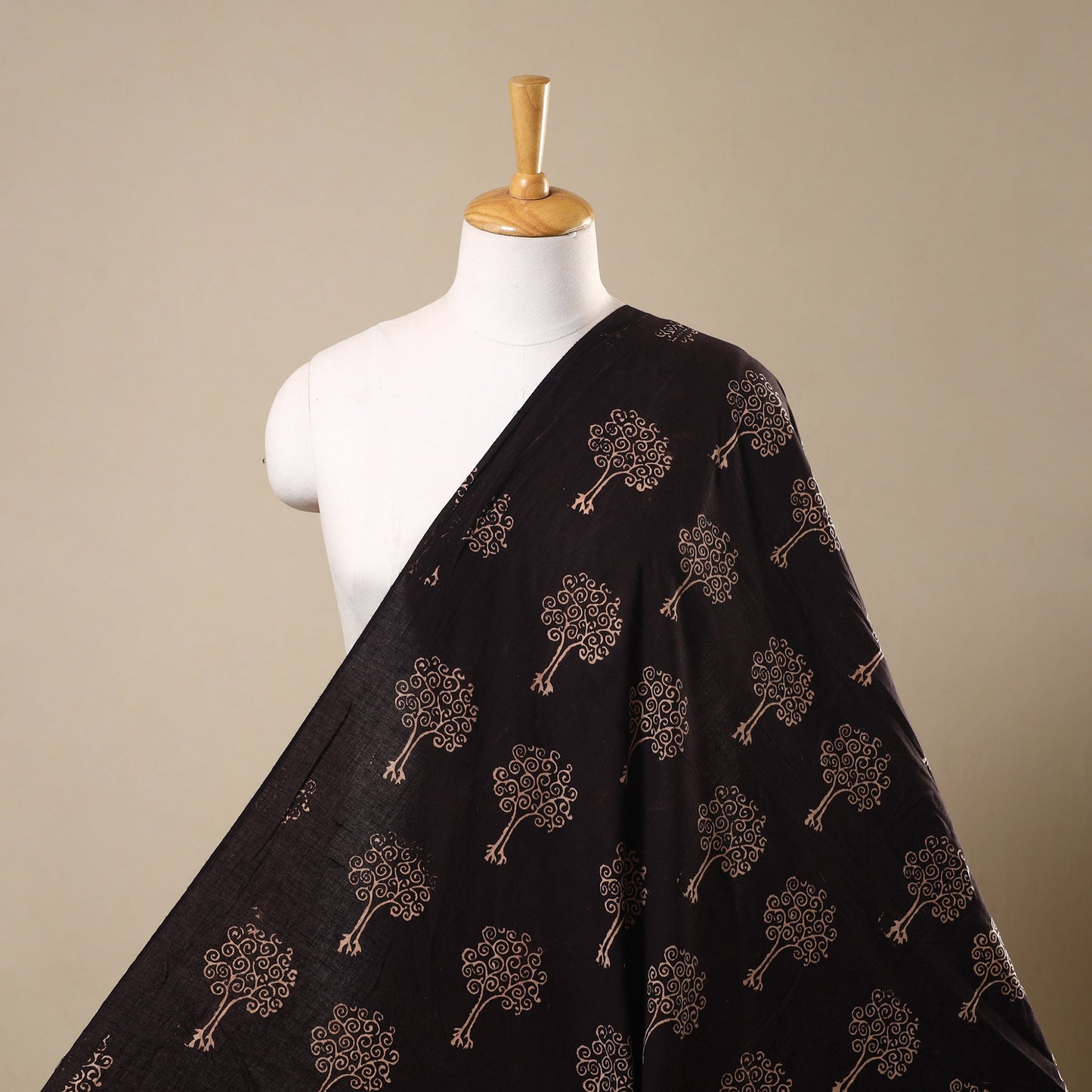 Black Natural Dyed Cotton Bindaas Block Print Fabric