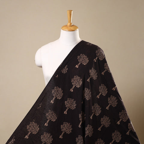 Black Natural Dyed Cotton Bindaas Block Print Fabric