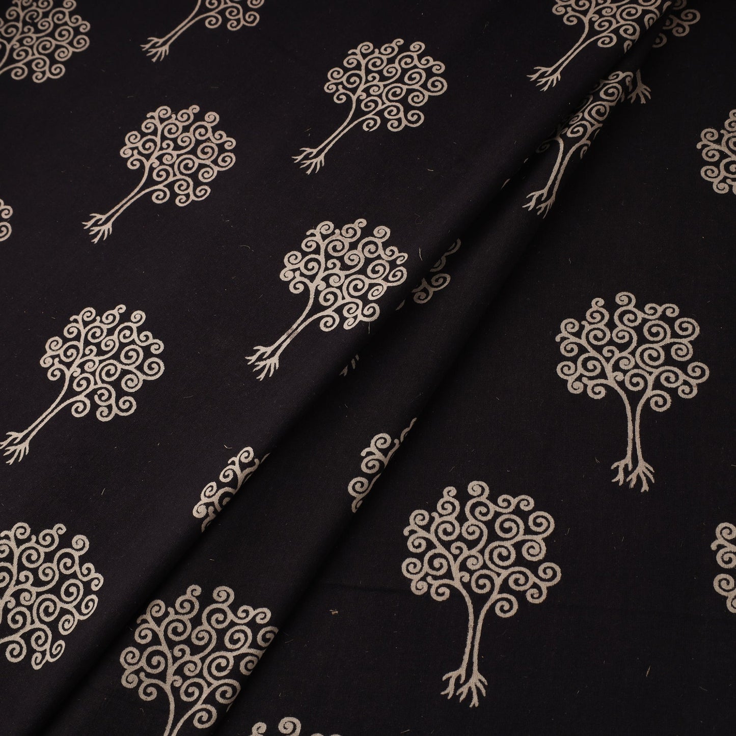 Black Natural Dyed Cotton Bindaas Block Print Fabric