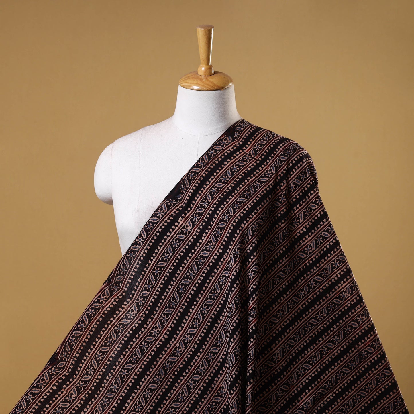 Black - natural dyed cotton fabric 07 - handcrafted