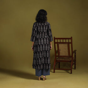 Natural dyed cotton a-line kurta for women 07 - handcrafted