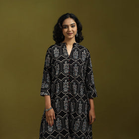 Natural dyed cotton a-line kurta for women 13 - handcrafted