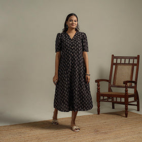 Natural dyed cotton button down dress 04 - handcrafted