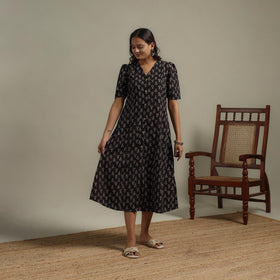 Natural dyed cotton button down dress 04 - handcrafted