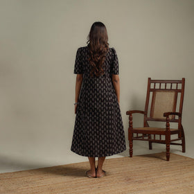 Natural dyed cotton button down dress 04 - handcrafted