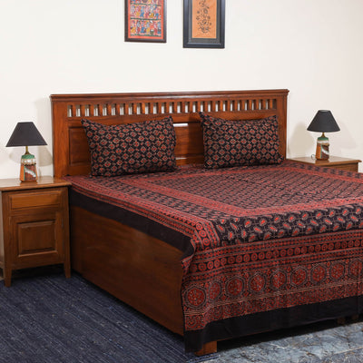 Black - natural dyed cotton double bed sheet set 01