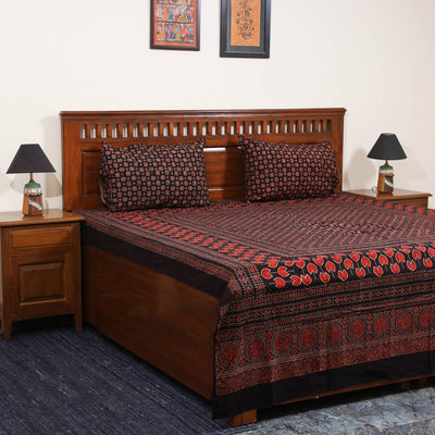 Black - natural dyed cotton double bed sheet set 02