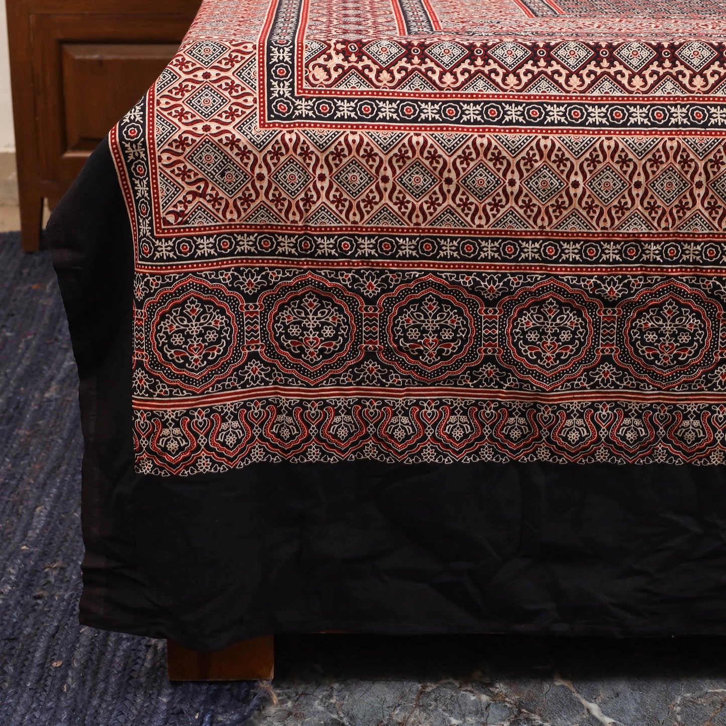 Black - natural dyed cotton double bed sheet set 04