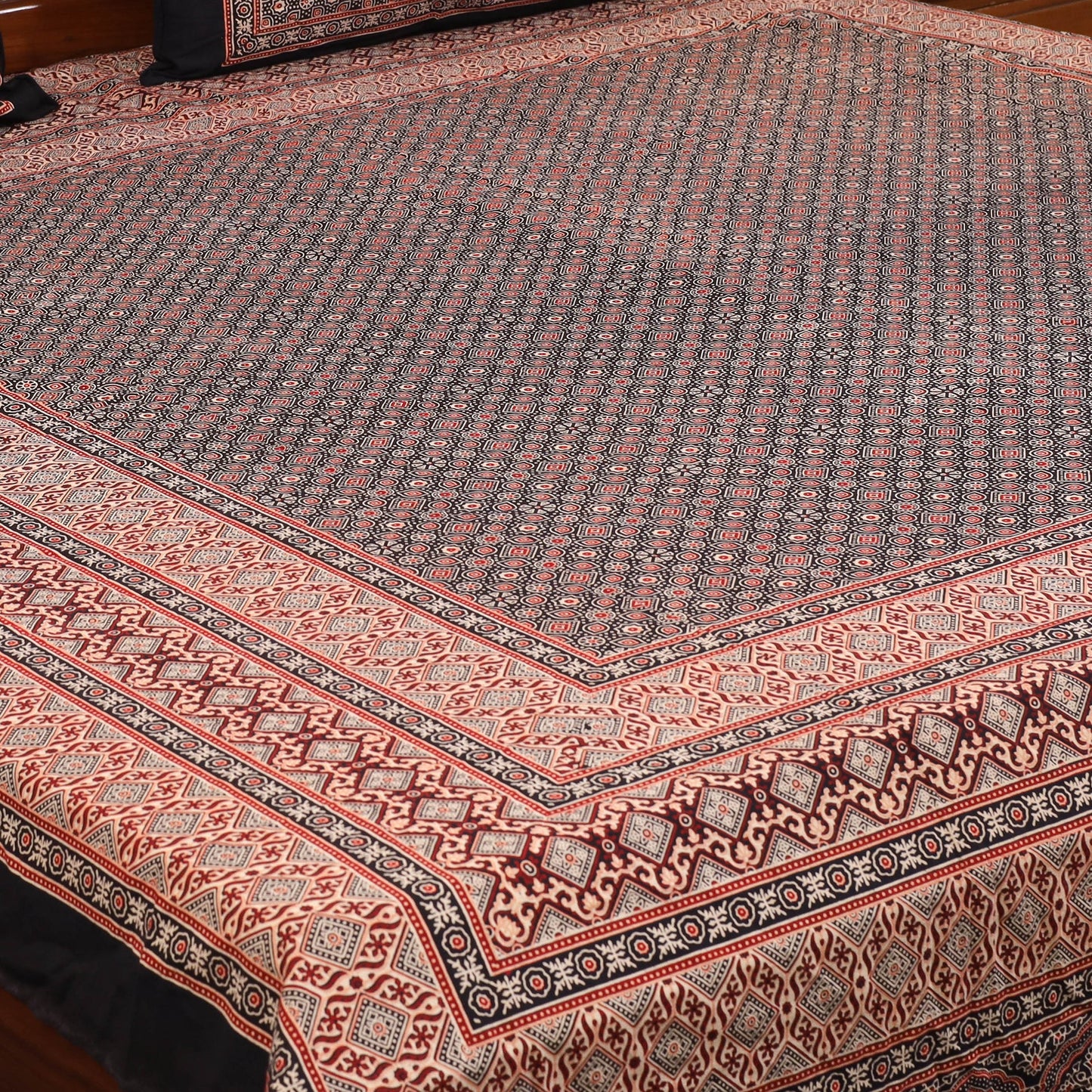 Black - natural dyed cotton double bed sheet set 04