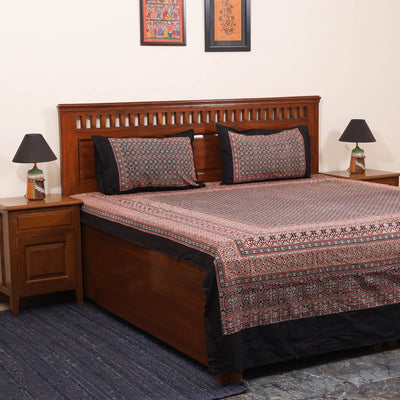 Black - natural dyed cotton double bed sheet set 04