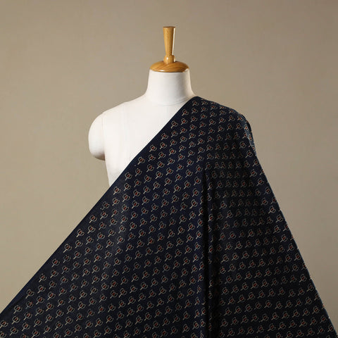 Black Natural Dyed Block Print Cotton Ajrakh Fabric