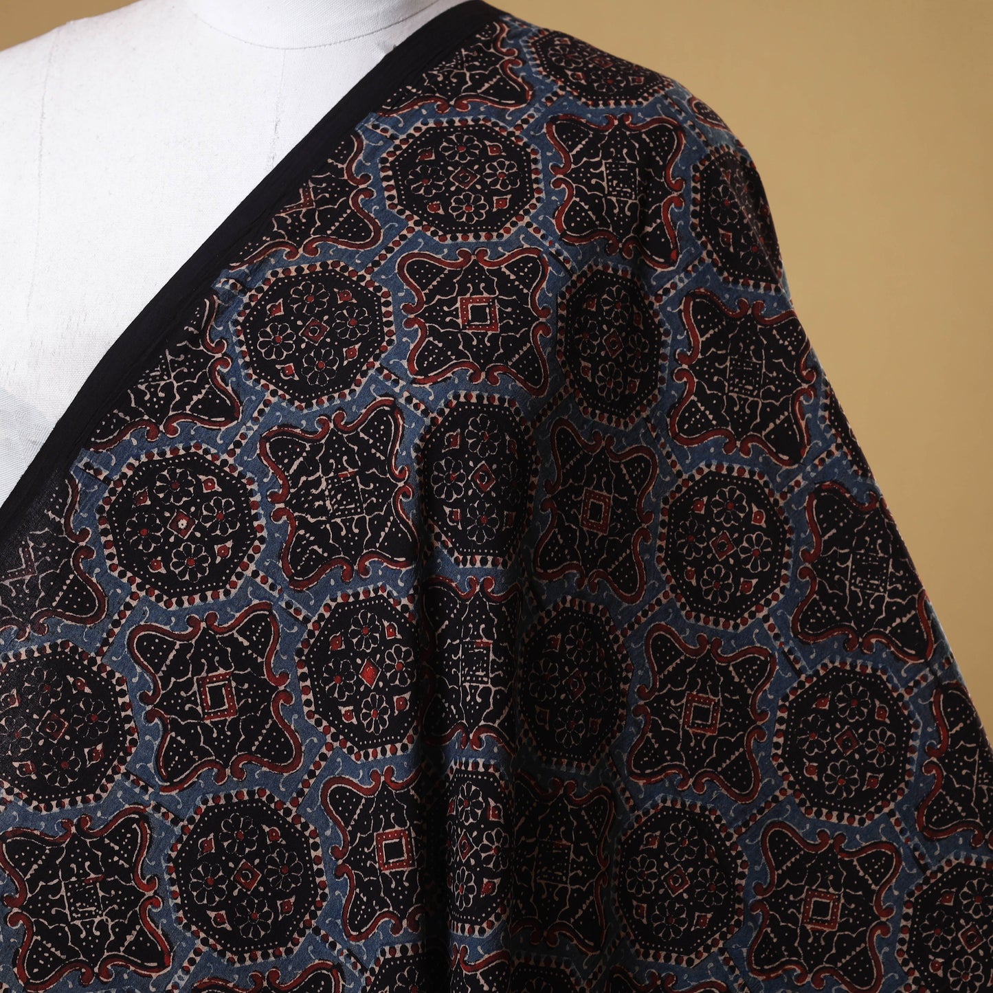 Black - natural dyed cotton fabric 05 - handcrafted