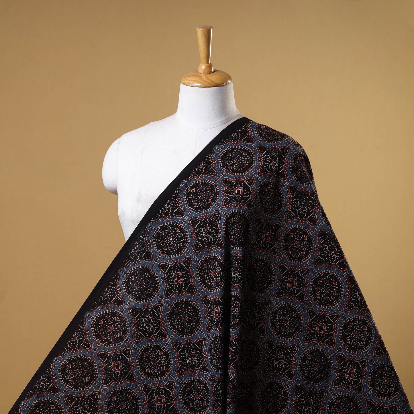 Black - natural dyed cotton fabric 05 - handcrafted