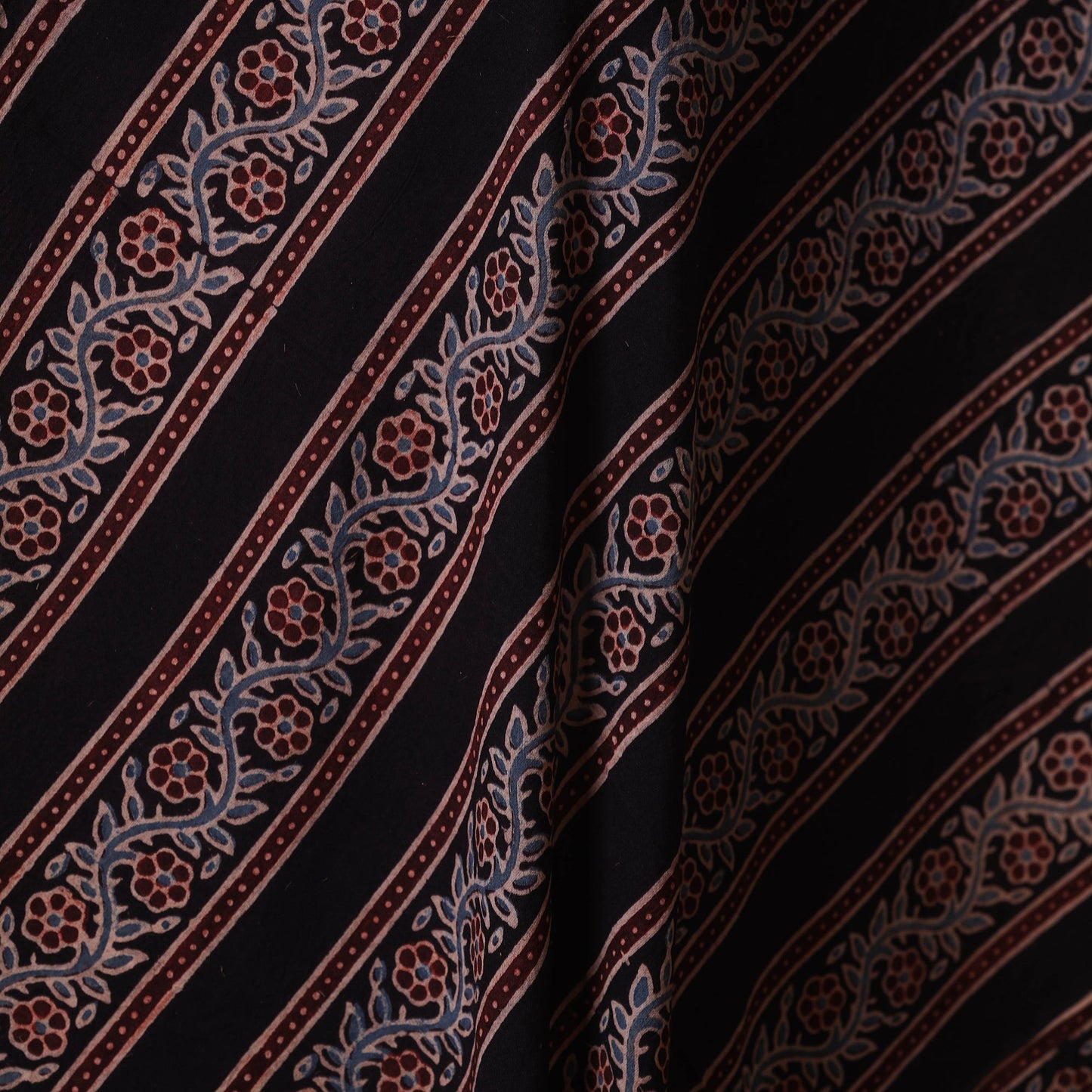 Black - natural dyed cotton fabric 05 - handcrafted