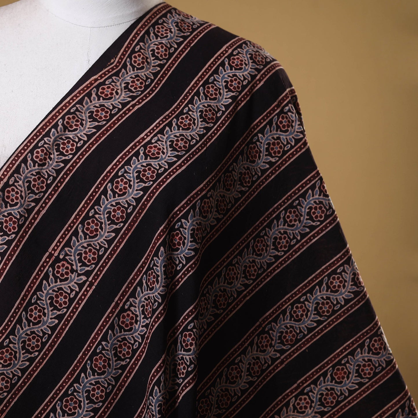 Black - natural dyed cotton fabric 05 - handcrafted