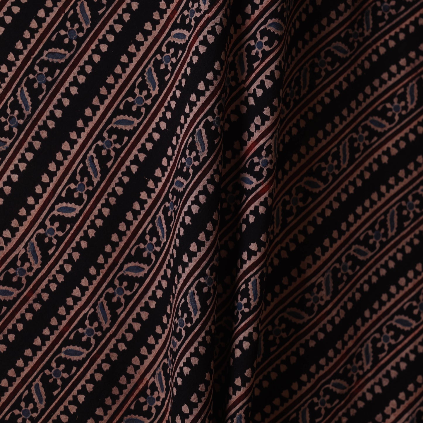 Black - natural dyed cotton fabric 07 - handcrafted