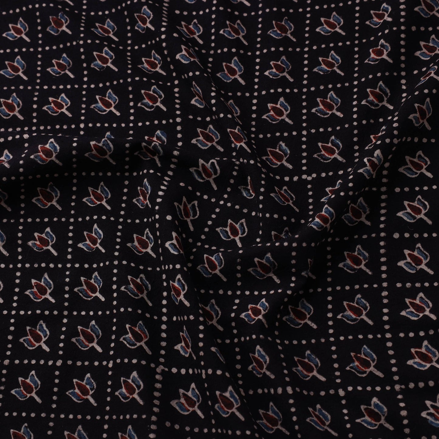 Black - natural dyed cotton fabric 09 - handcrafted