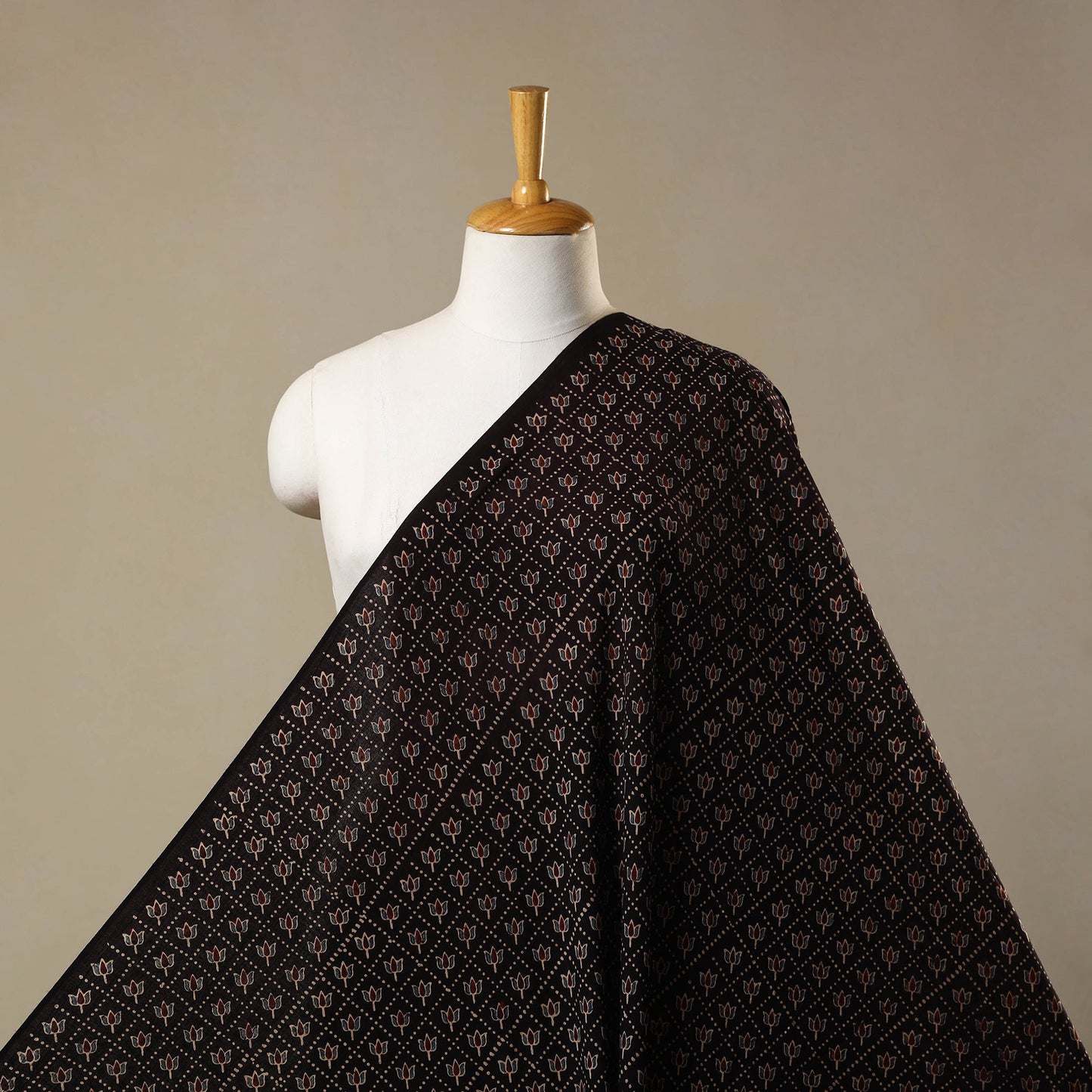 Black - natural dyed cotton fabric 09 - handcrafted