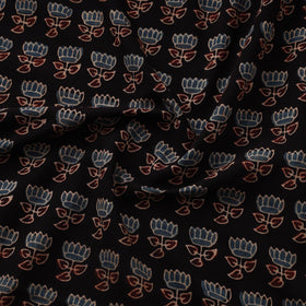 Black Natural Dyed Block Print Cotton Ajrakh Fabric