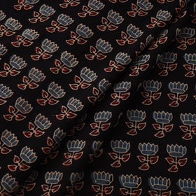 Black Natural Dyed Block Print Cotton Ajrakh Fabric