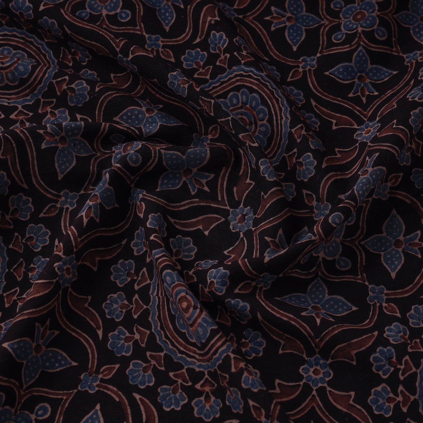 Black - Natural Dyed Cotton Ajrakh Print Fabric 20