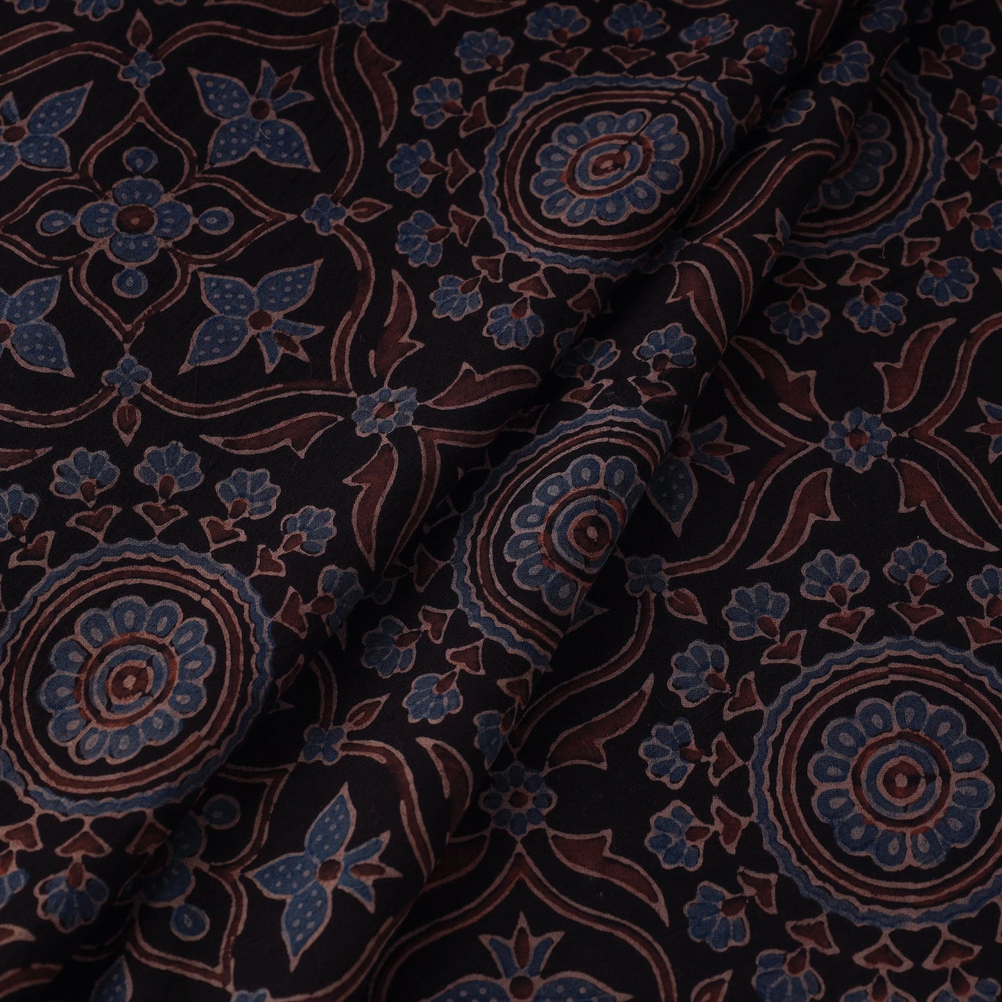 Black - Natural Dyed Cotton Ajrakh Print Fabric 20