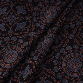 Black - Natural Dyed Cotton Ajrakh Print Fabric 20
