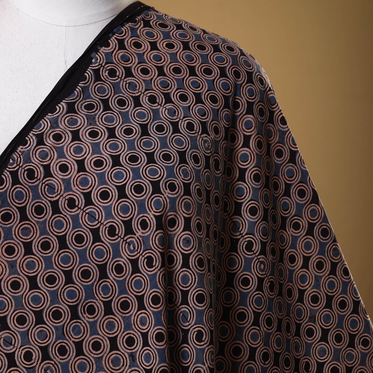 Black - natural dyed cotton fabric 22 - handcrafted