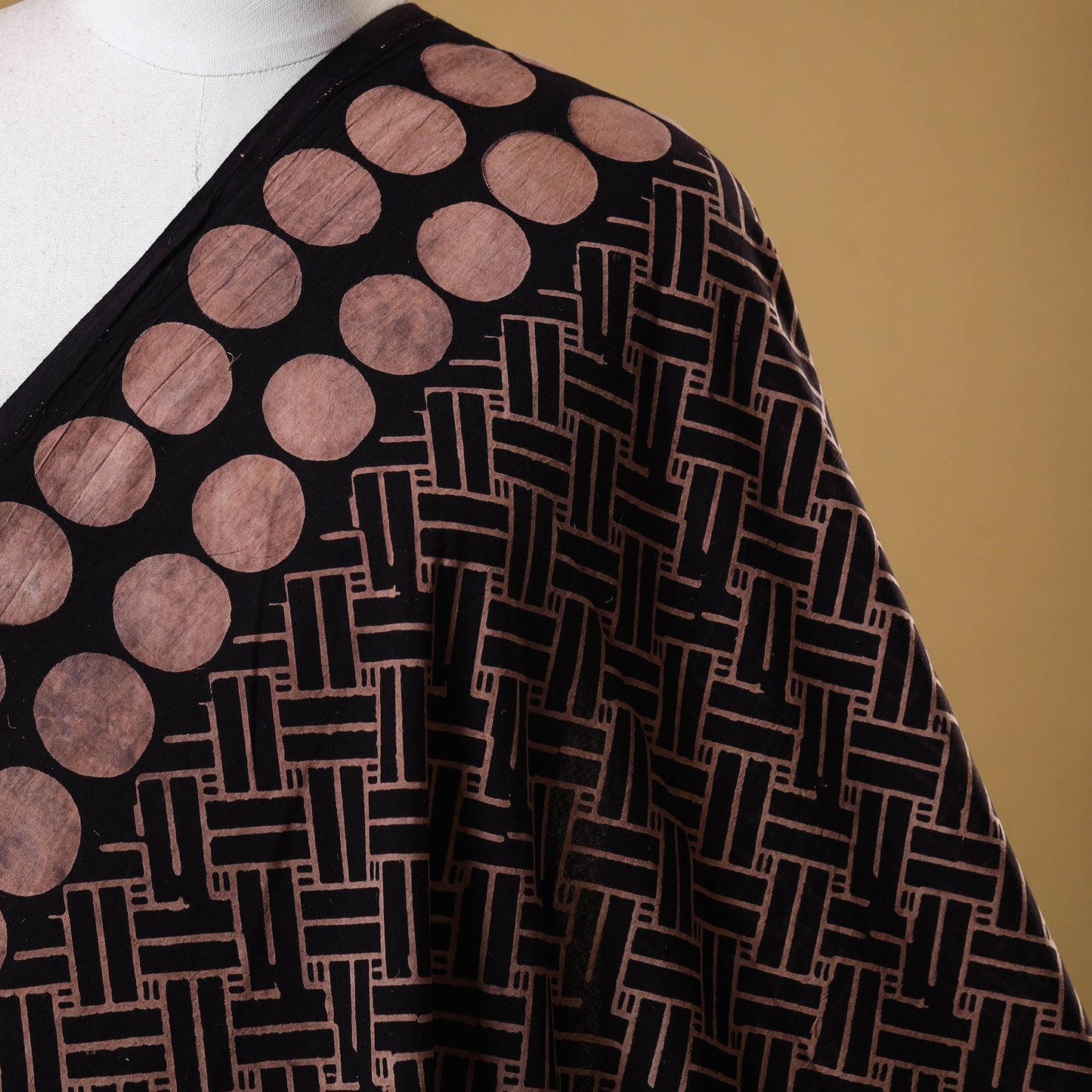 Black - natural dyed cotton fabric 23 - handcrafted