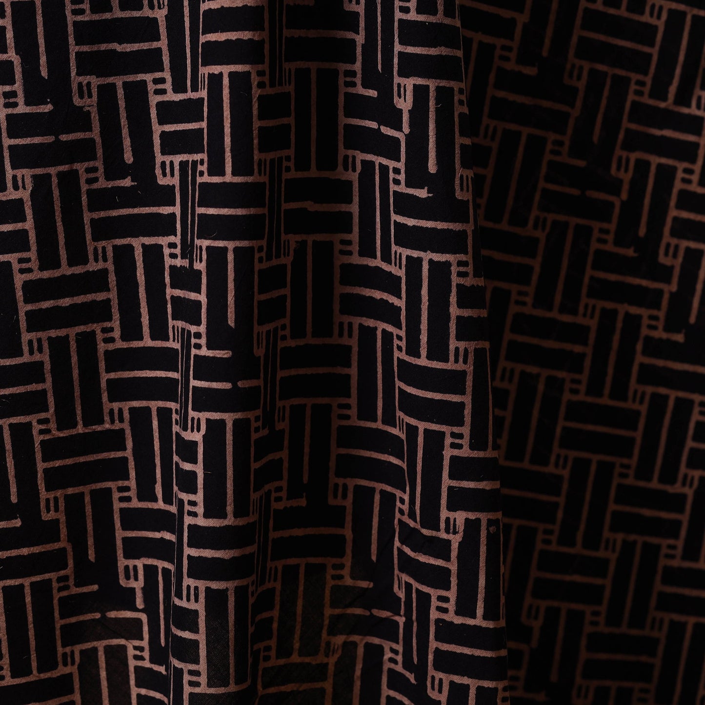 Black - natural dyed cotton fabric 23 - handcrafted