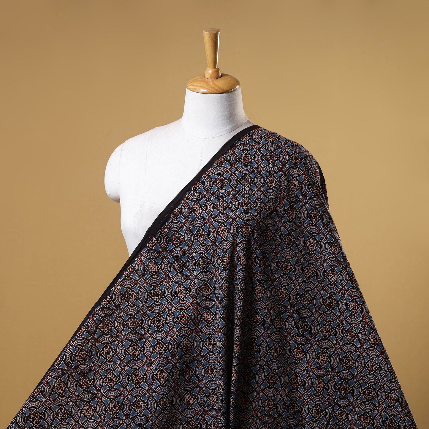 Black - natural dyed cotton fabric 28 - handcrafted