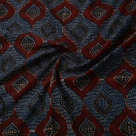 Black Natural Dyed Block Print Cotton Ajrakh Fabric