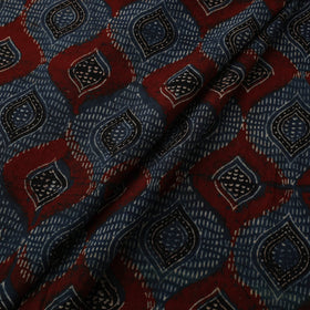 Black Natural Dyed Block Print Cotton Ajrakh Fabric