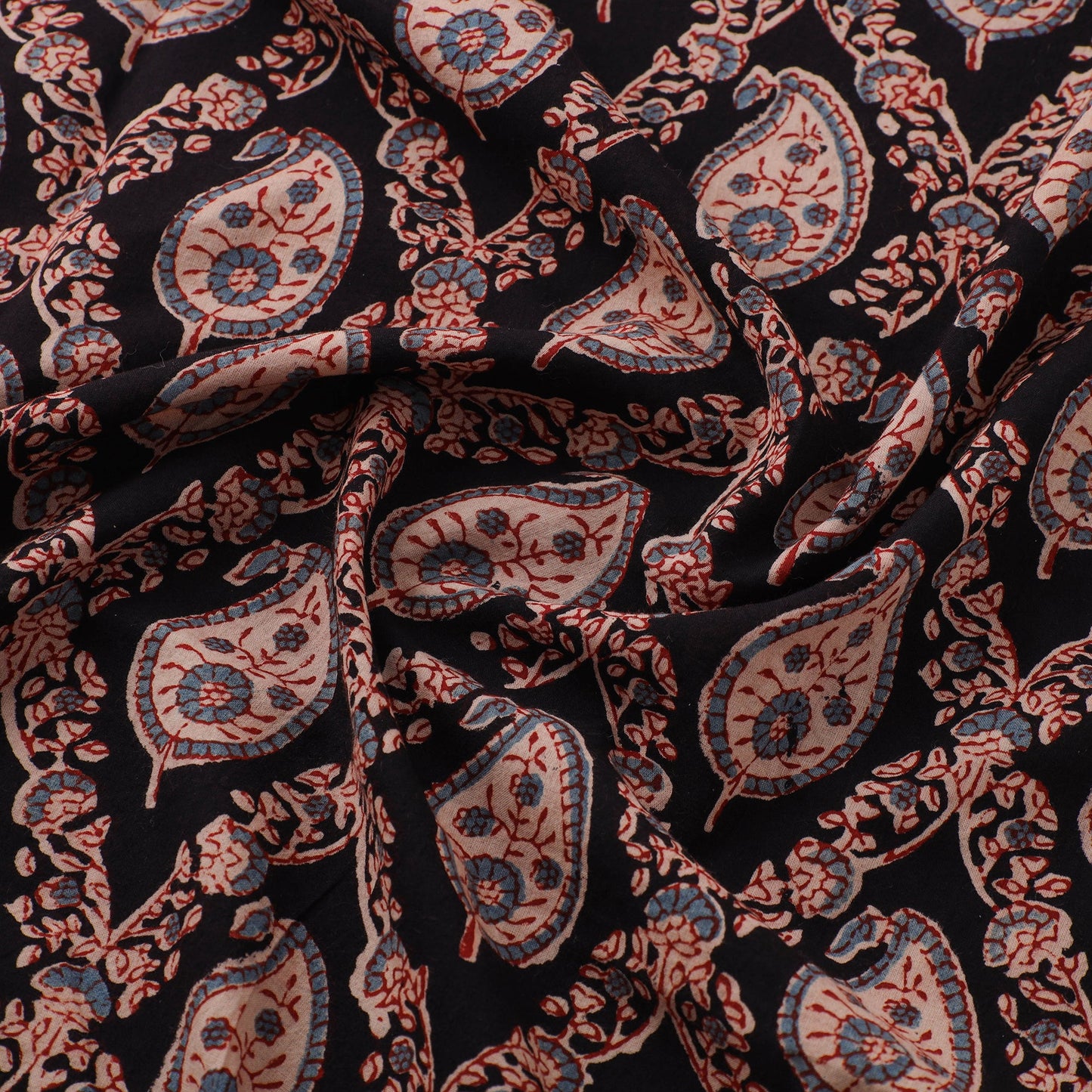  Black Natural Dyed Cotton Ajrakh Print Fabric