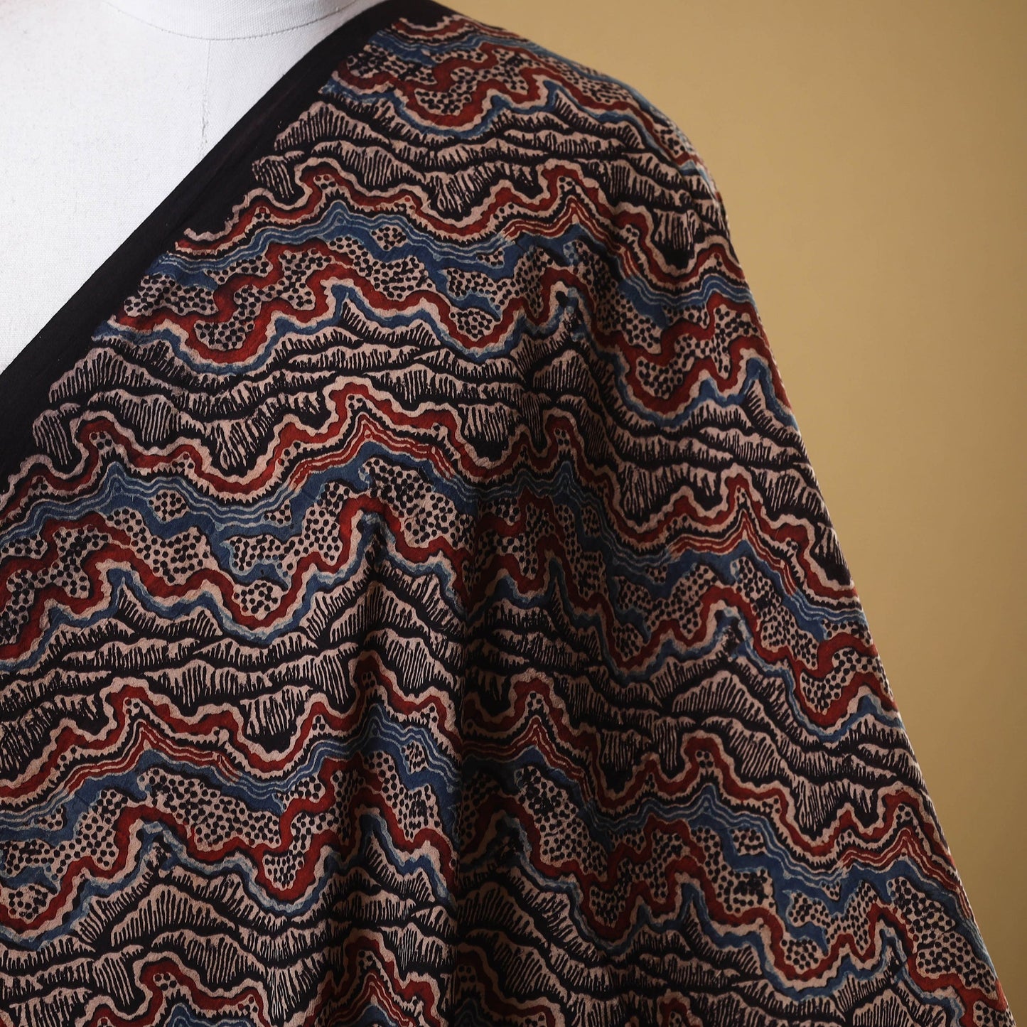 Black - natural dyed cotton fabric 47 - handcrafted