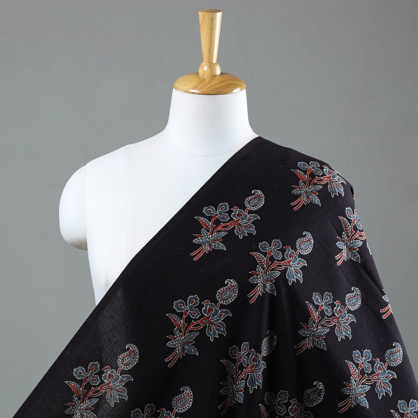  Black Natural Dyed Cotton Ajrakh Print Fabric