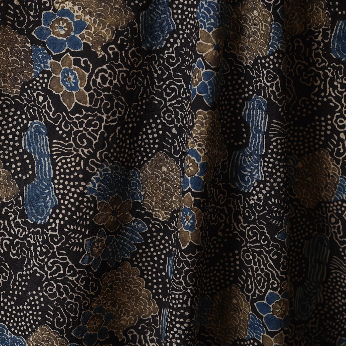 Black - natural dyed cotton fabric 56 - handcrafted