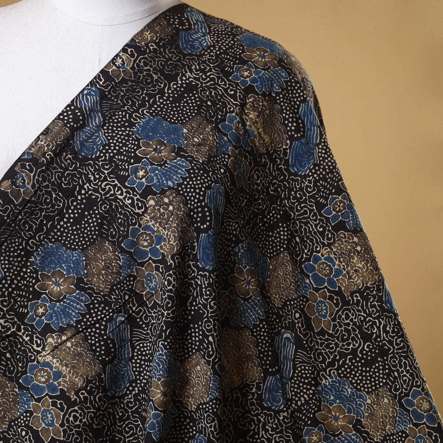 Black - natural dyed cotton fabric 56 - handcrafted