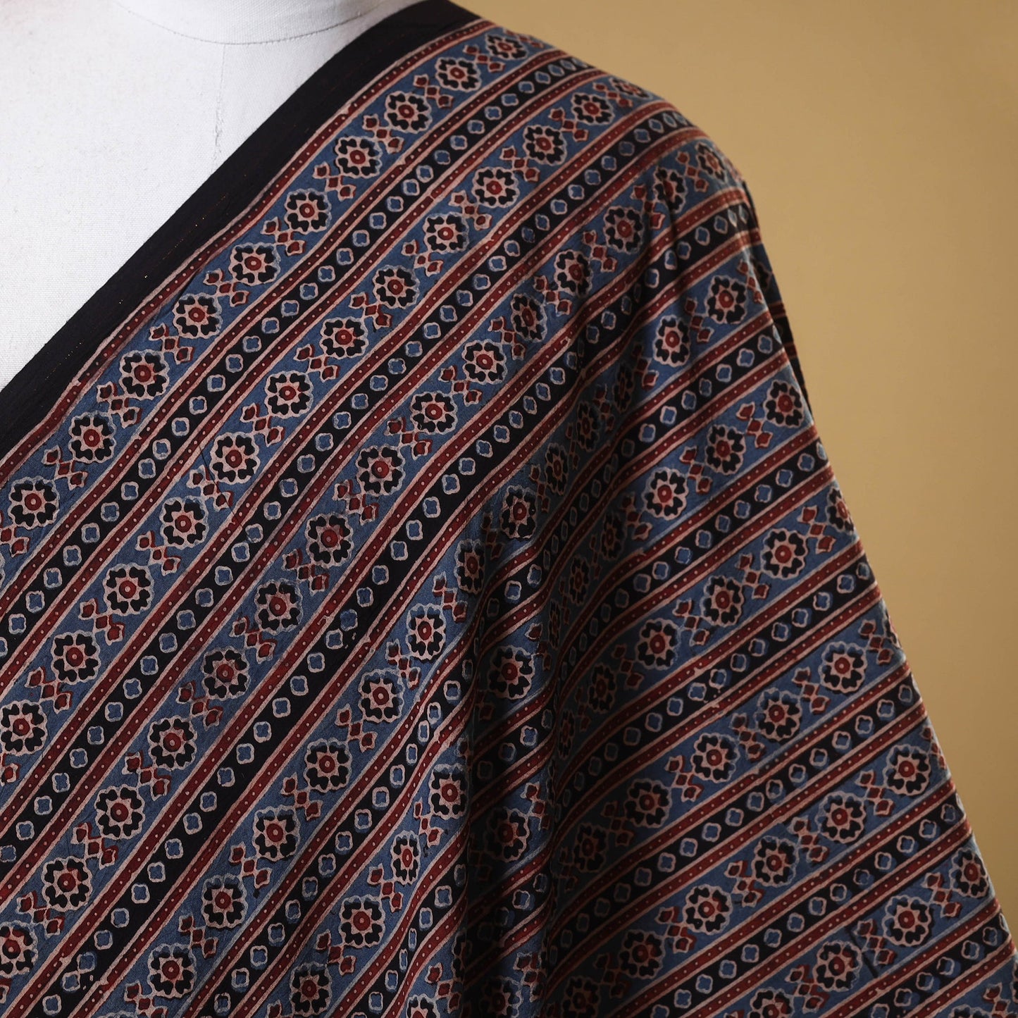 Black - natural dyed cotton fabric 75 - handcrafted