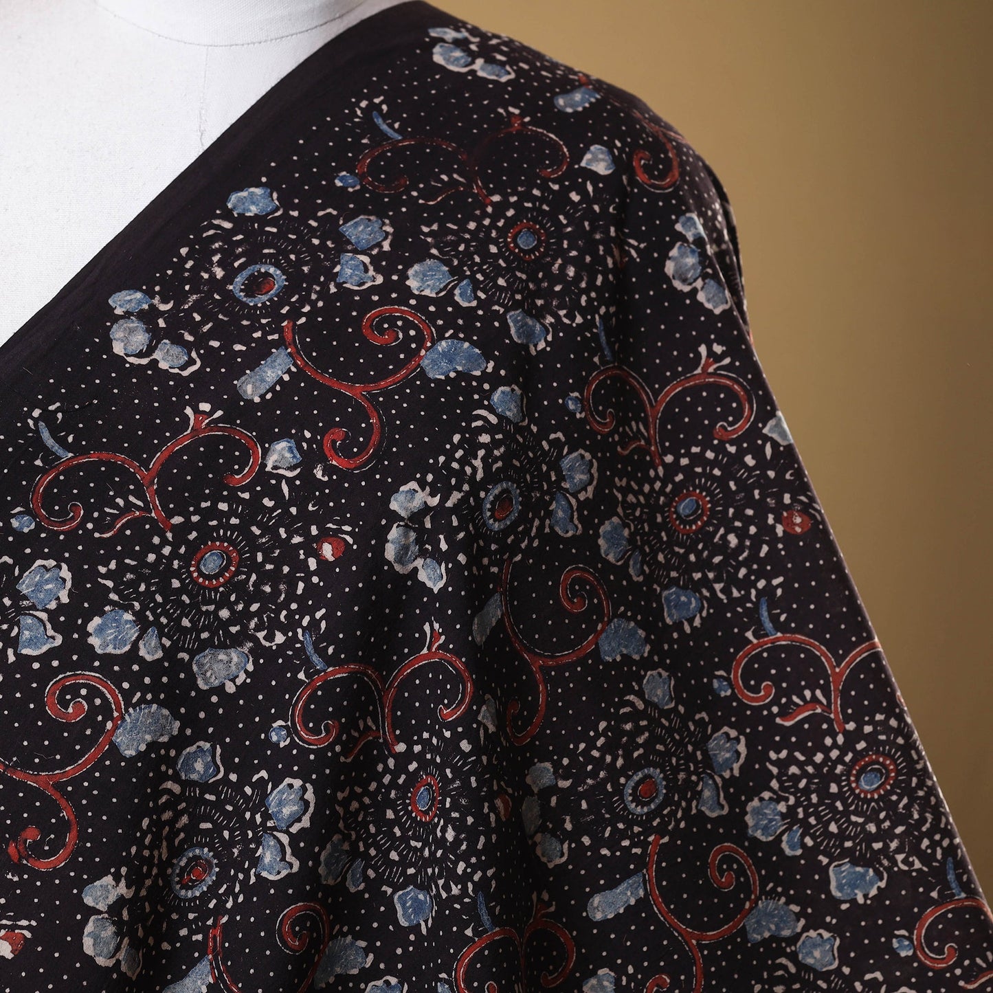 Black - natural dyed cotton fabric 91 - handcrafted