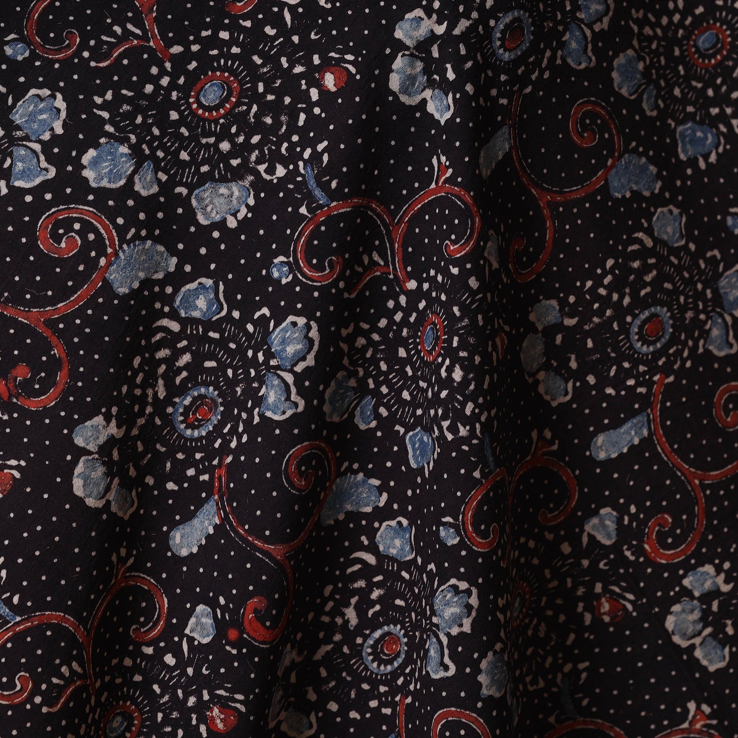 Black - natural dyed cotton fabric 91 - handcrafted