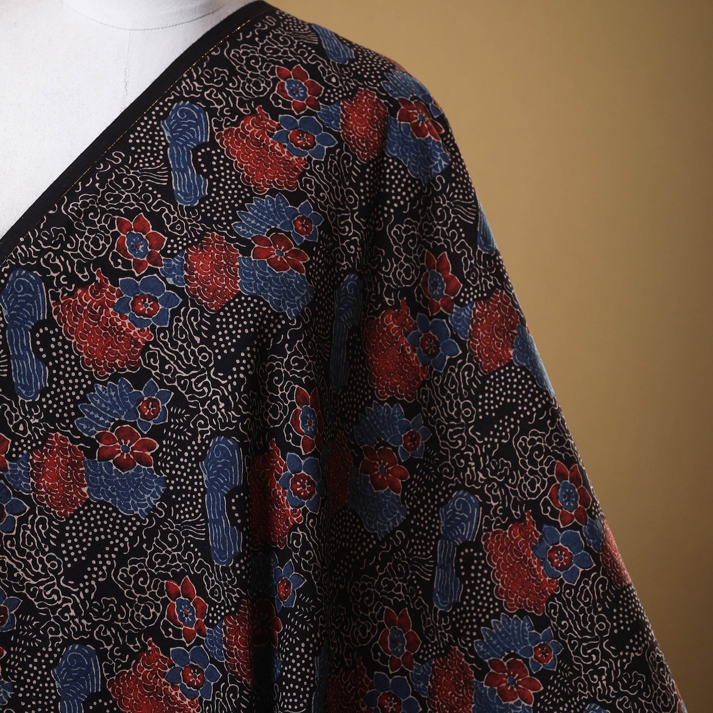 Black - natural dyed cotton fabric 94 - handcrafted