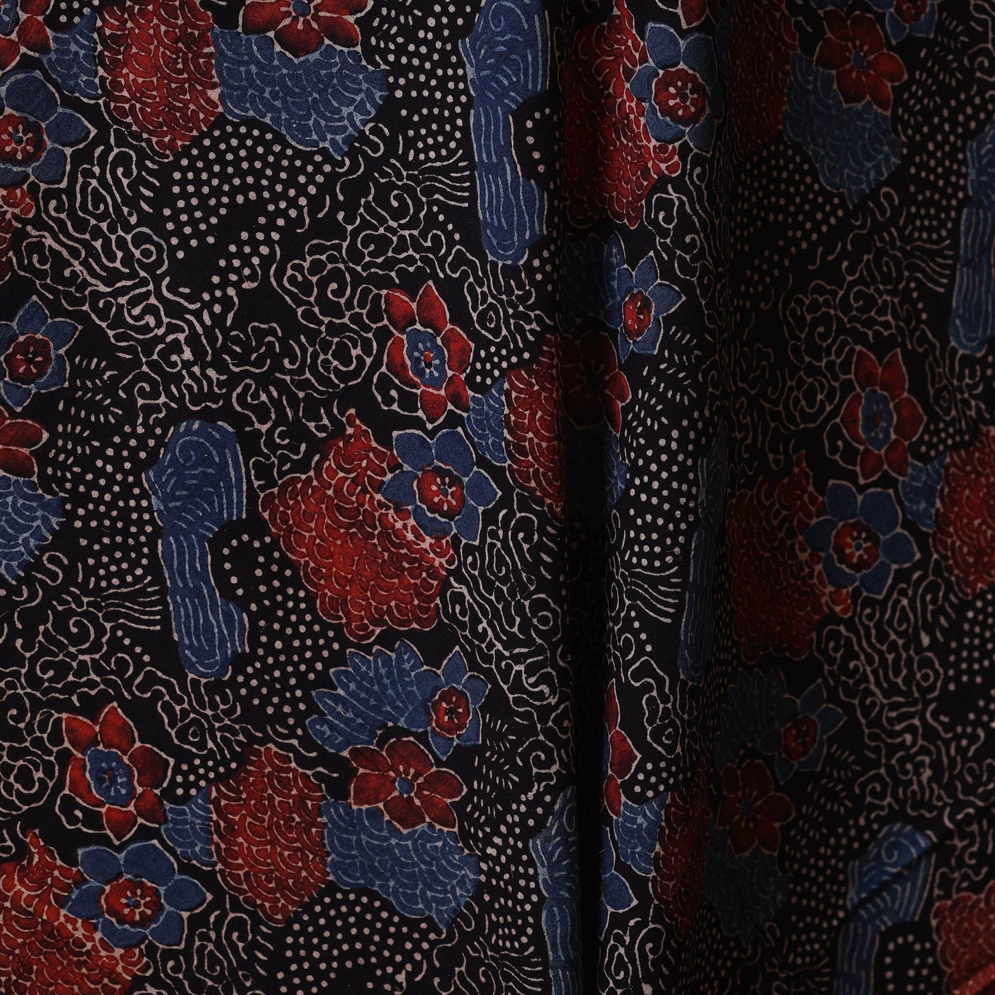 Black - natural dyed cotton fabric 94 - handcrafted